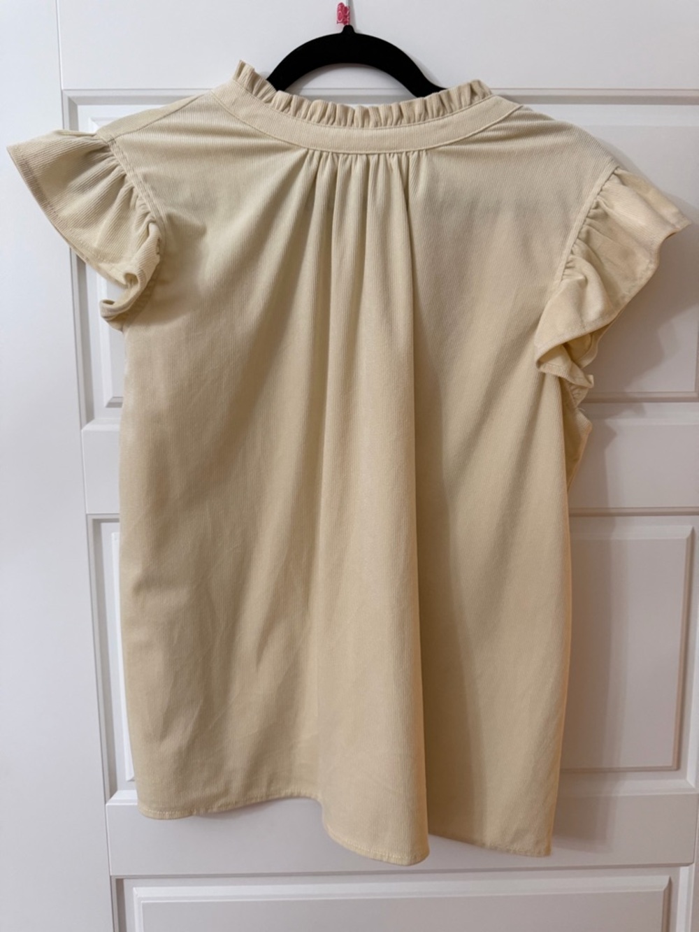 Light Cream Ruffle Sleeve Blouse
